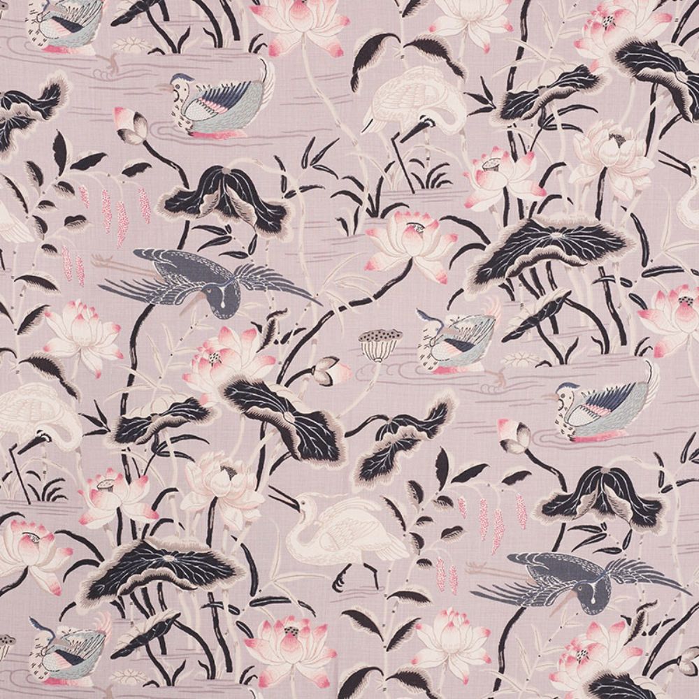 Schumacher 172937 Lotus Garden Fabric in Lilac