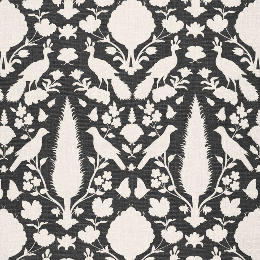 Schumacher 173563 Chenonceau Fabric in Charcoal