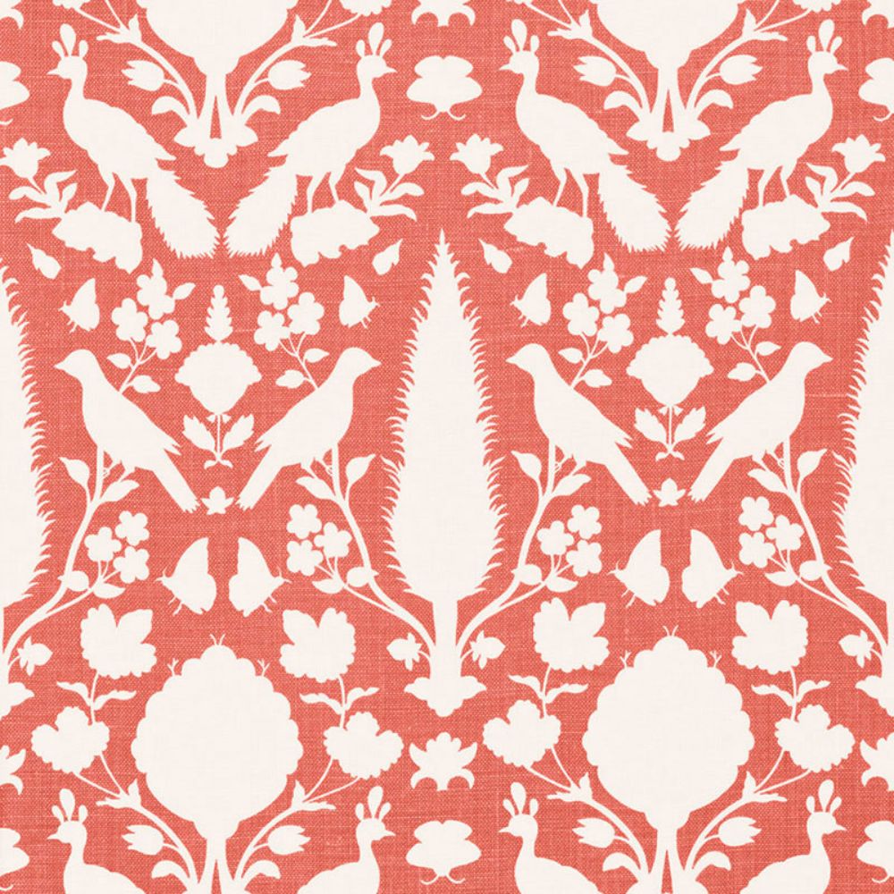 Schumacher 173564 Chenonceau Fabric in Coral