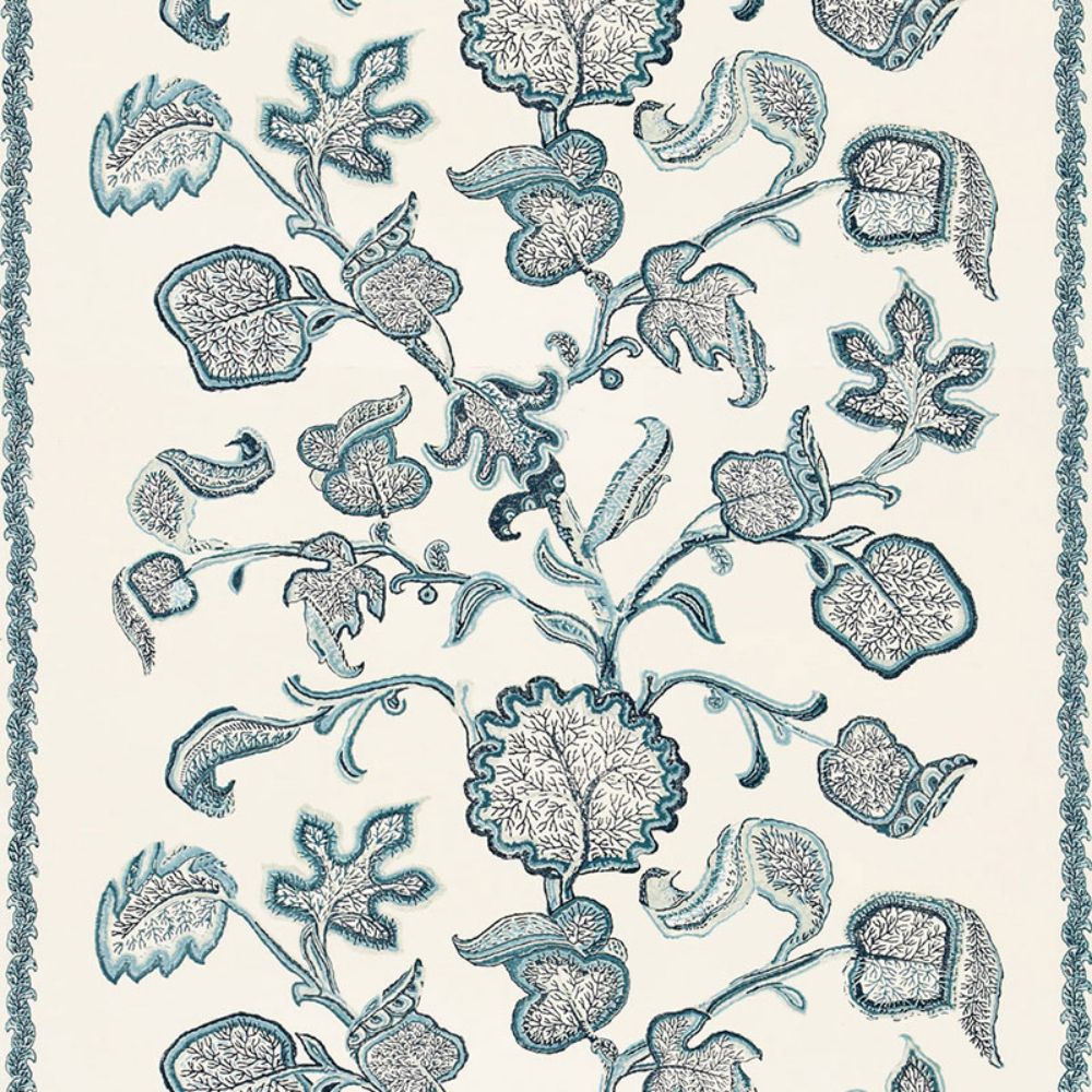 Schumacher 173610 Palampore Block Print Fabric in Sapphire