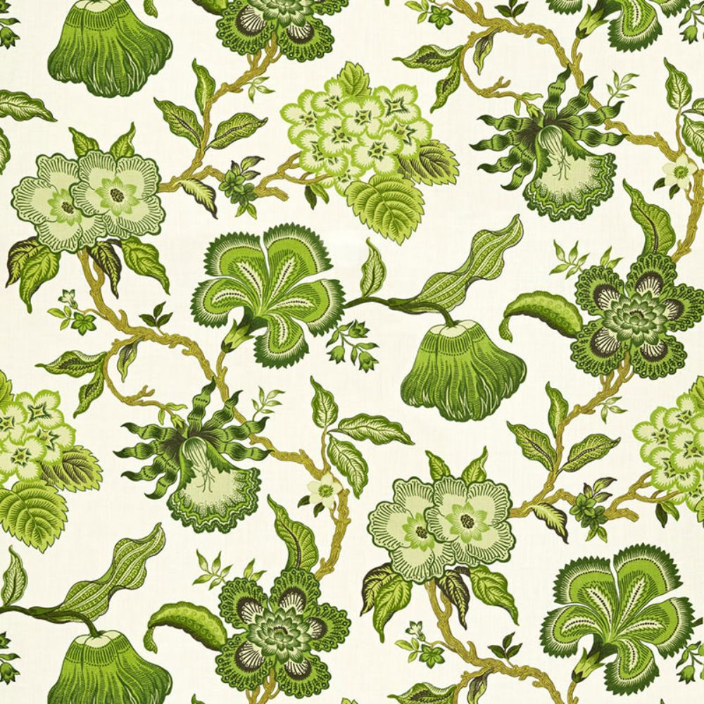 Schumacher 174032 Hothouse Flowers Fabric in Verdance