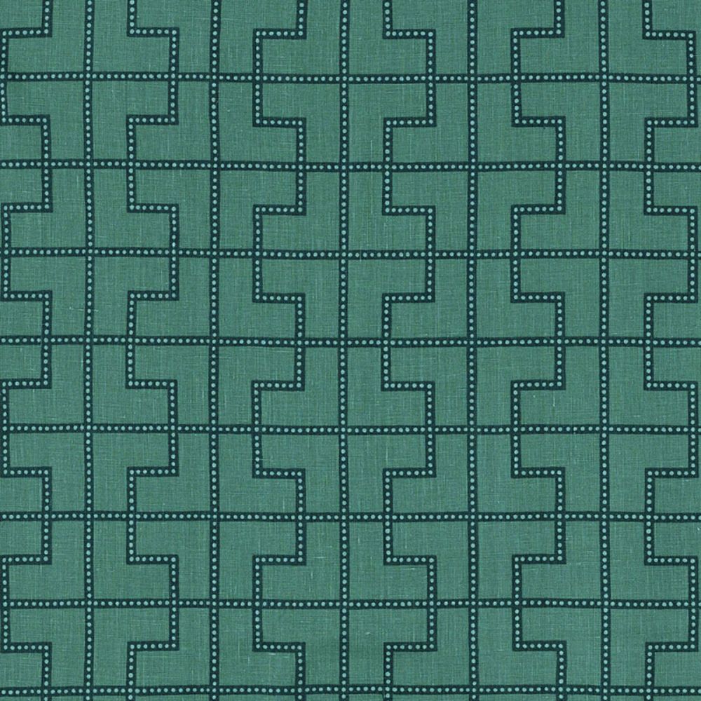 Schumacher 174046 Bleecker Fabric in Peacock