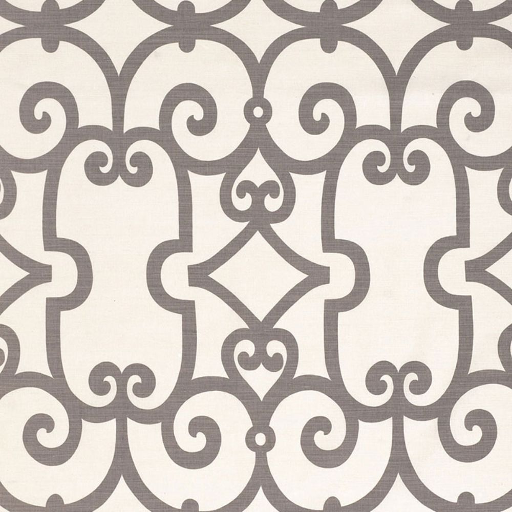 Schumacher 174153 Manor Gate Fabric in Charcoal