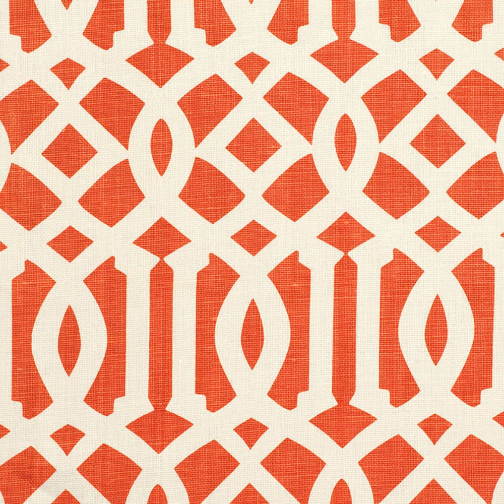 Schumacher 174410 Imperial Trellis Ii Fabric in Ivory / Mandarin