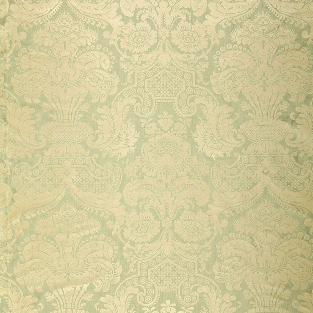 Schumacher 174420 Padova Damask Print Fabric in Sea Glass