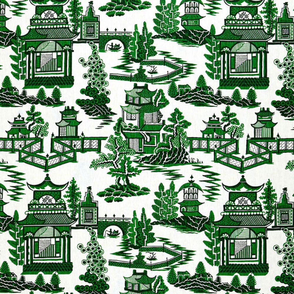 Schumacher 174432 Nanjing Fabric in Jade