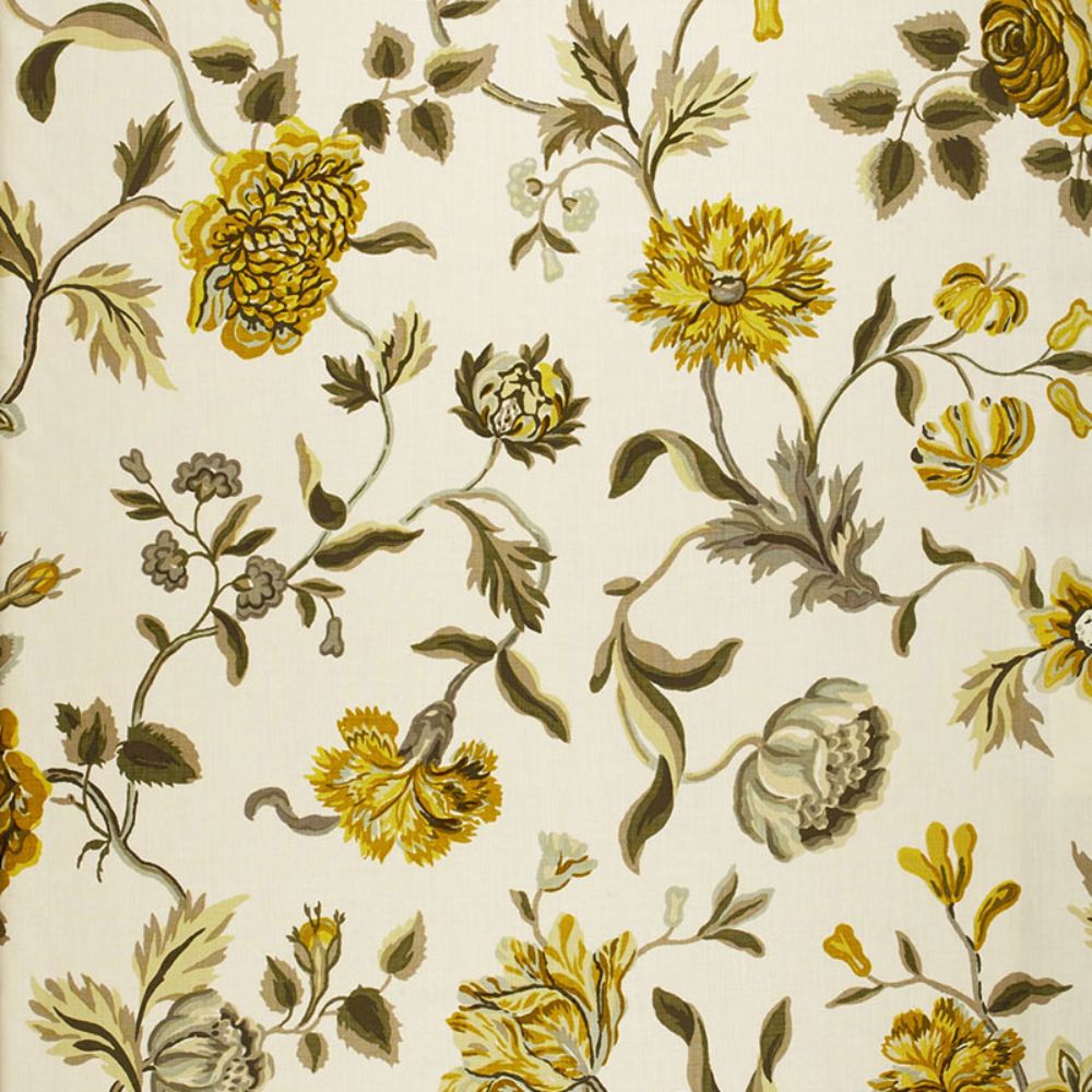Schumacher 174521 Avebury Floral Vine Fabric in Citrine