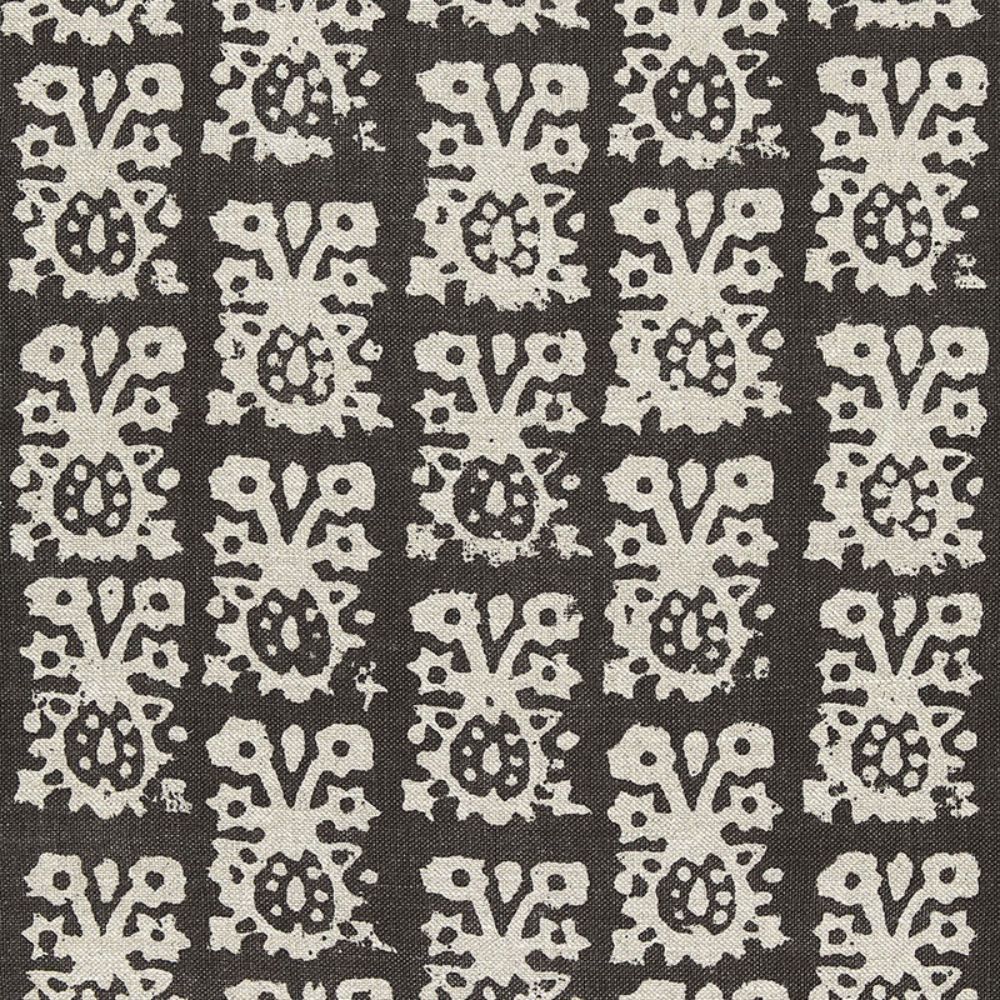 Schumacher 174630 Jakarta Linen Print Fabric in Graphite