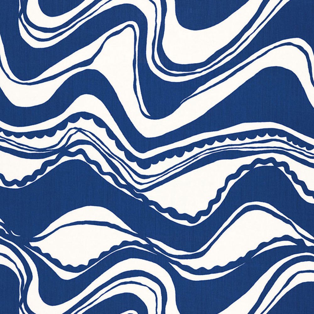 Schumacher 174690 Carmel Coastline Print Fabric in Surf