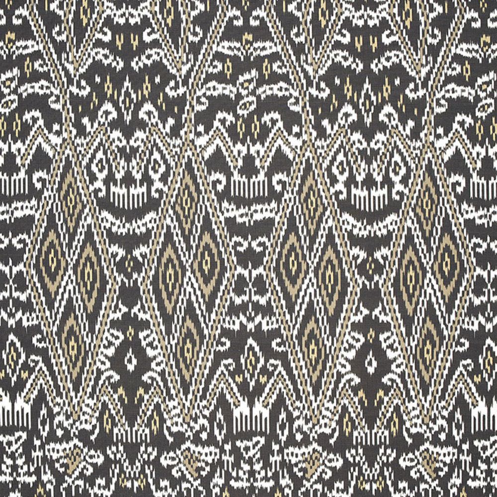 Schumacher 174750 Maya Ikat Print Fabric in Ash