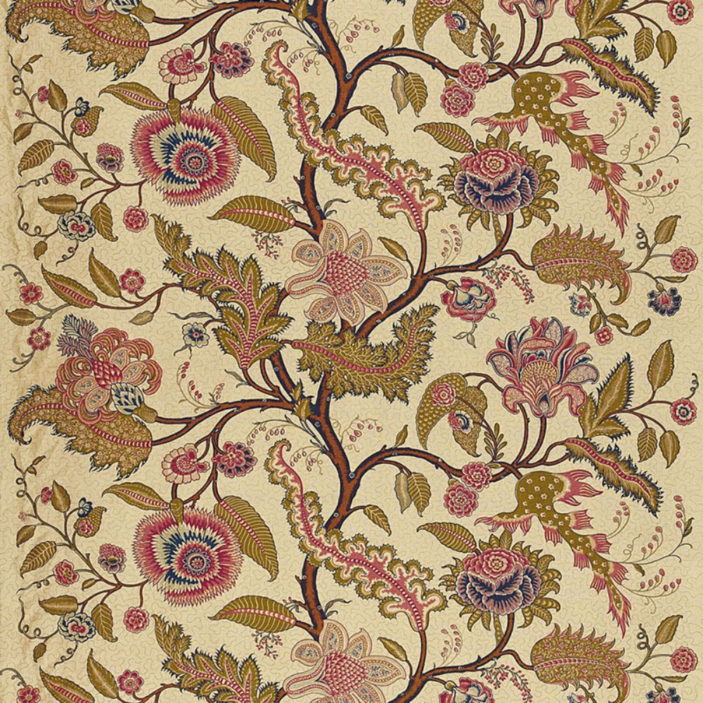 Schumacher 174811 Sinhala Linen Print Fabric in Pomegranate
