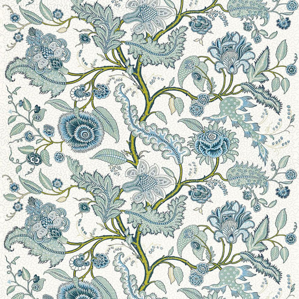 Schumacher 174812 Sinhala Linen Print Fabrics in Sky