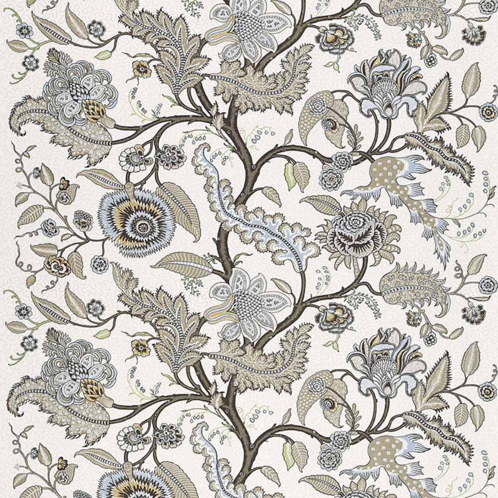 Schumacher 174813 Sinhala Linen Print Fabrics in Stone
