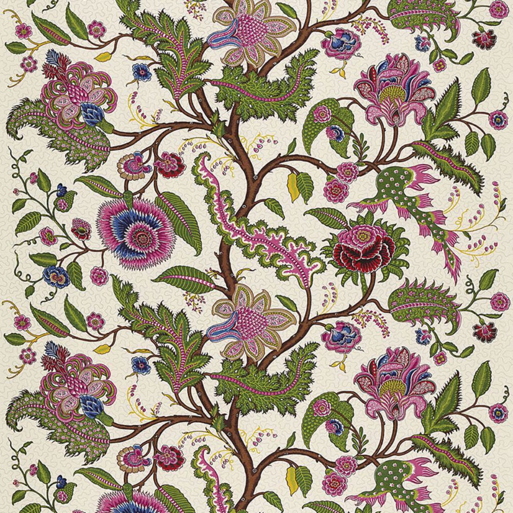 Schumacher 174814 Sinhala Linen Print Fabric in Jewel