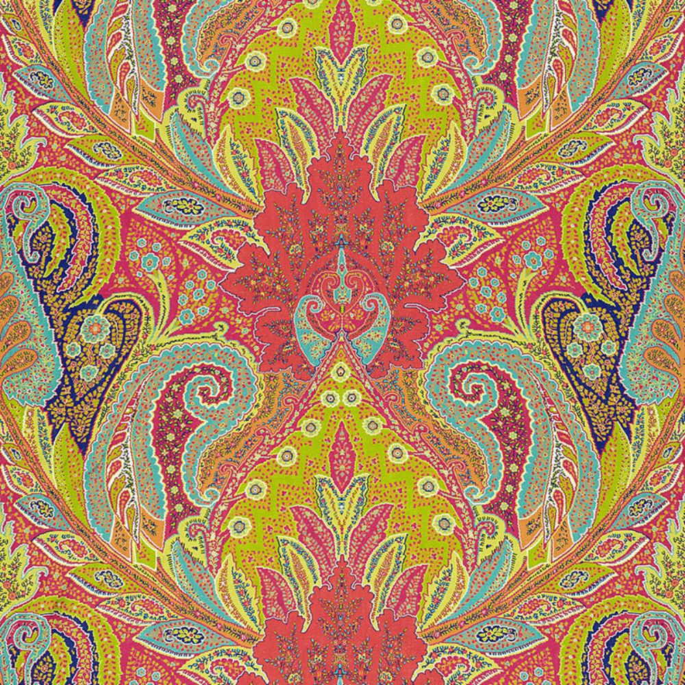 Schumacher 174881 Cambay Paisley Print Fabric in Parrot