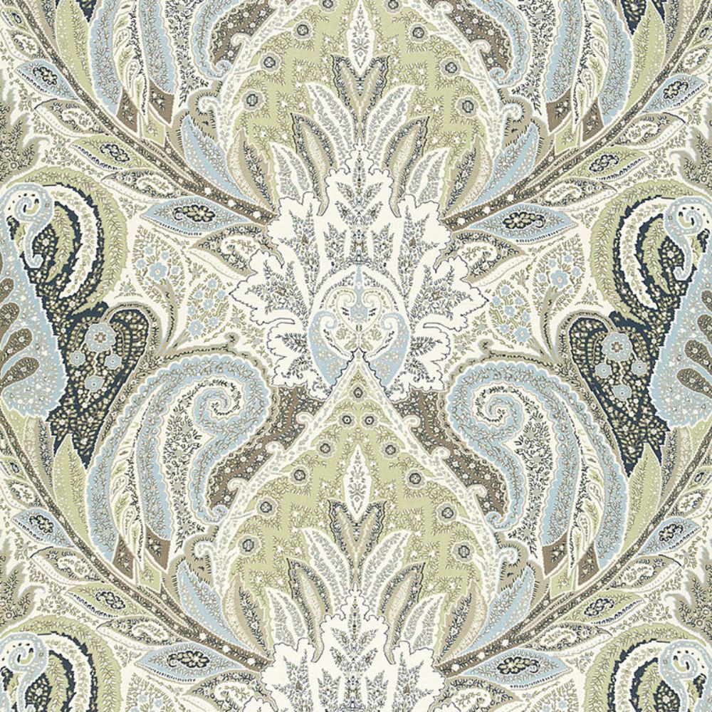 Schumacher 174882 Cambay Paisley Print Fabric in Oyster
