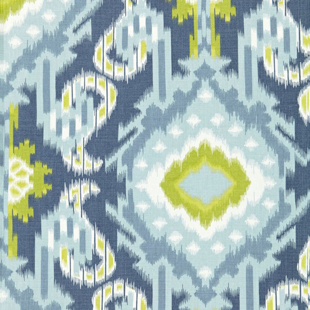 Schumacher 174982 Kiribati Ikat Print Fabric in Aquamarine