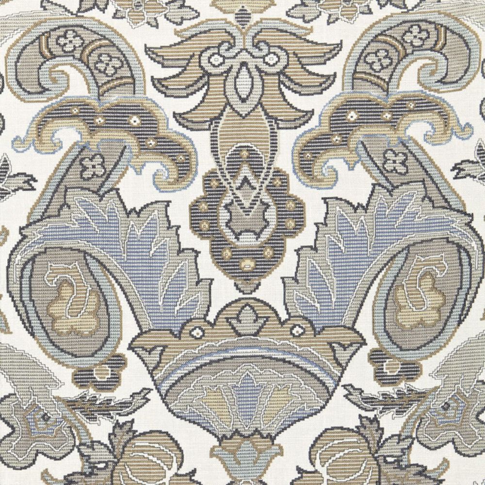 Schumacher 175081 Mataura Linen Print Fabric in Greige