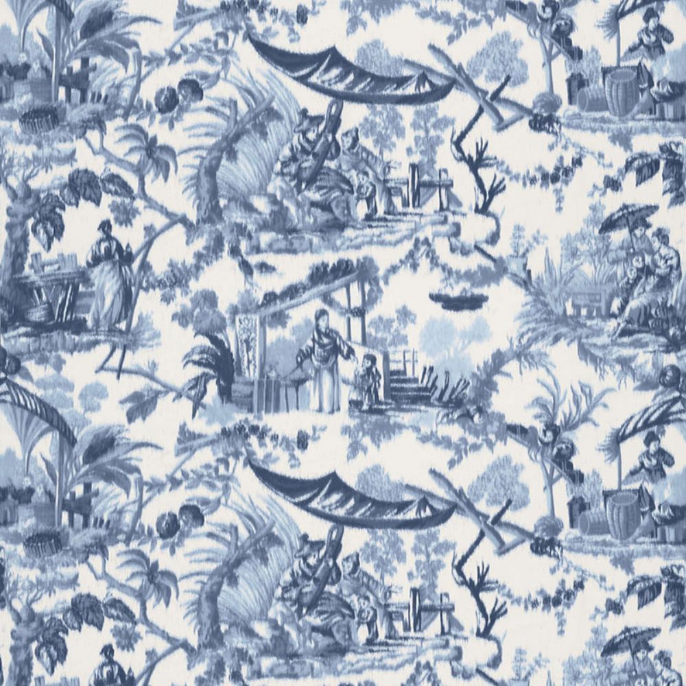 Schumacher 175101 Pavillon Chinois Fabric in Lapis