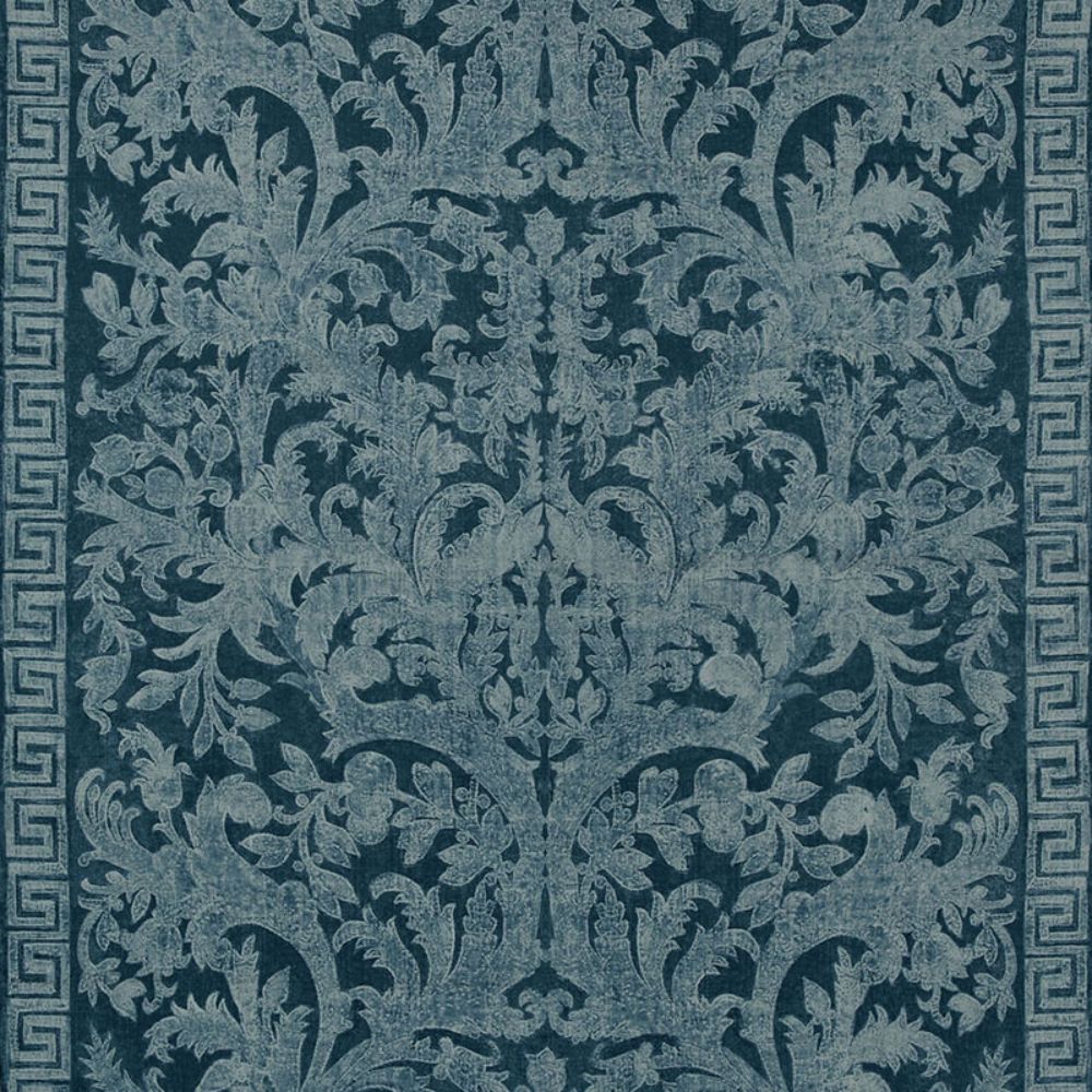 Schumacher 175111 Carlotta Velvet Damask Fabric in Indigo