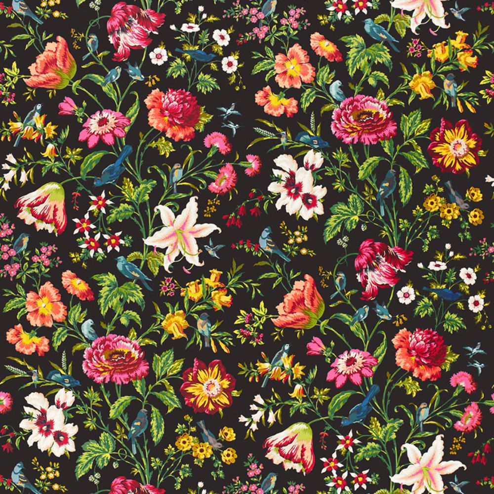 Schumacher 175221 Avondale Floral Fabric in Night Garden