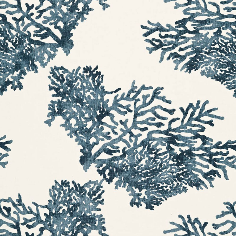 Schumacher 175361 Great Barrier Reef Fabric in Indigo