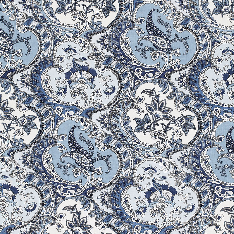 Schumacher 175553 Timothy-Corrigan Collection Pickfair Paisley Fabric  in Pacific