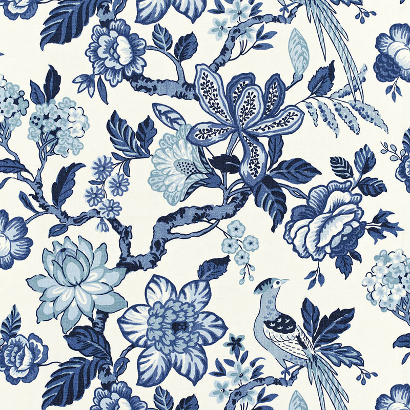 Schumacher 175560 Timothy-Corrigan Collection Huntington Gardens Fabric  in Bleu Marine