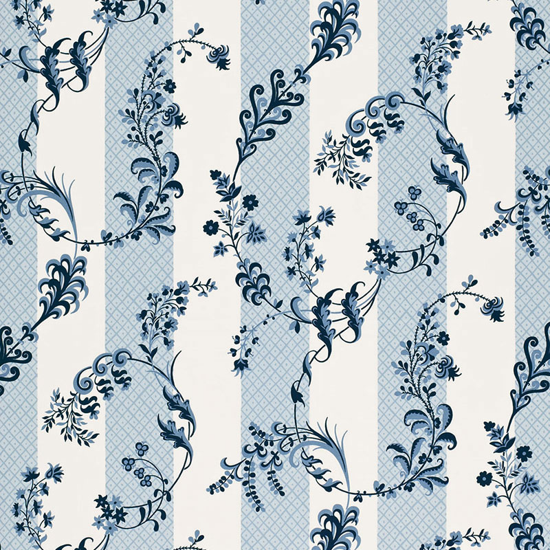 Schumacher 175590 Timothy-Corrigan Collection Bagatelle Fabric  in Bleu Marine