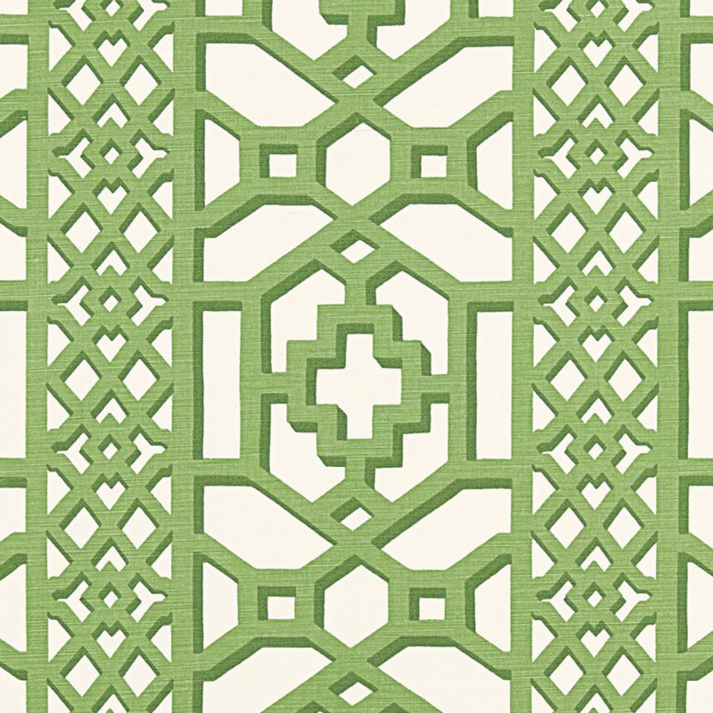 Schumacher 175741 Zanzibar Trellis Matte Fabric in Jade