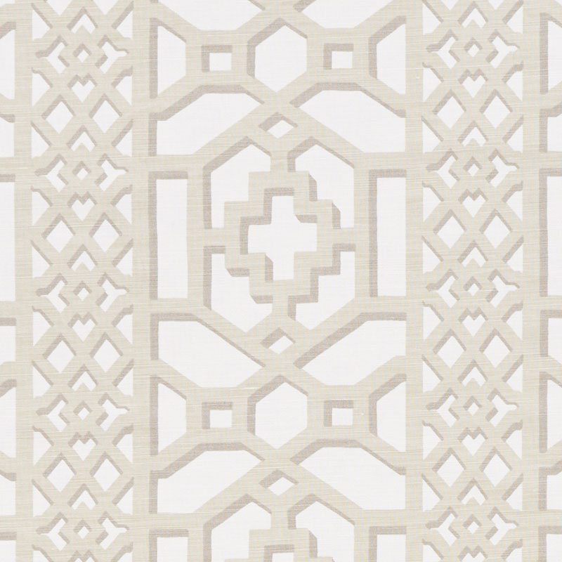 Schumacher 175744 125th-Anniversary Collection Zanzibar Trellis Matte Fabric  in Sand