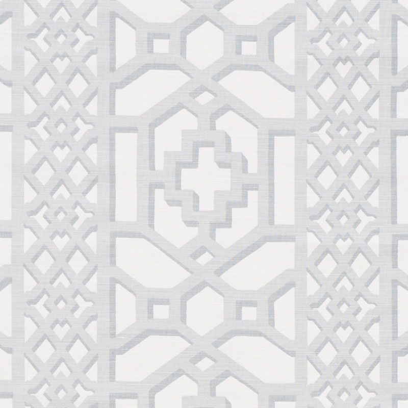 Schumacher 175745 125th-Anniversary Collection Zanzibar Trellis Matte Fabric  in Cloud