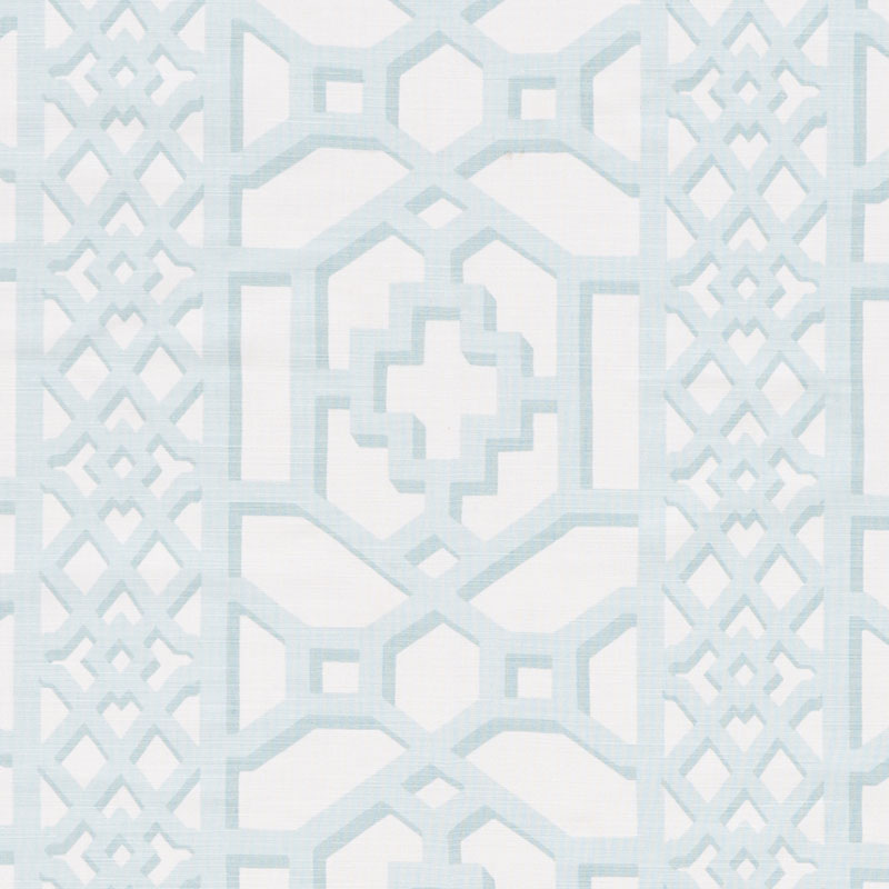 Schumacher 175746 125th-Anniversary Collection Zanzibar Trellis Matte Fabric  in Winter Mint
