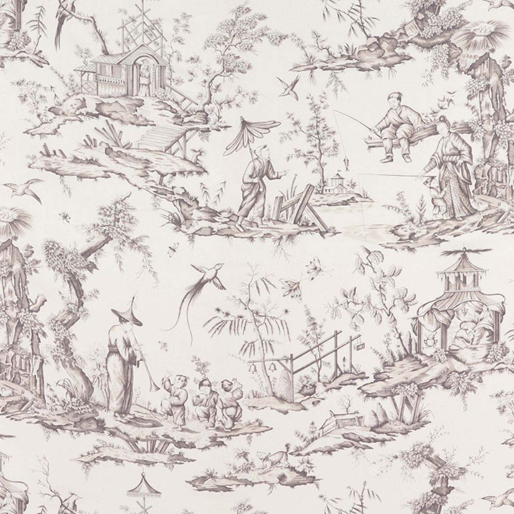 Schumacher 175802 Shengyou Toile Fabric in Driftwood