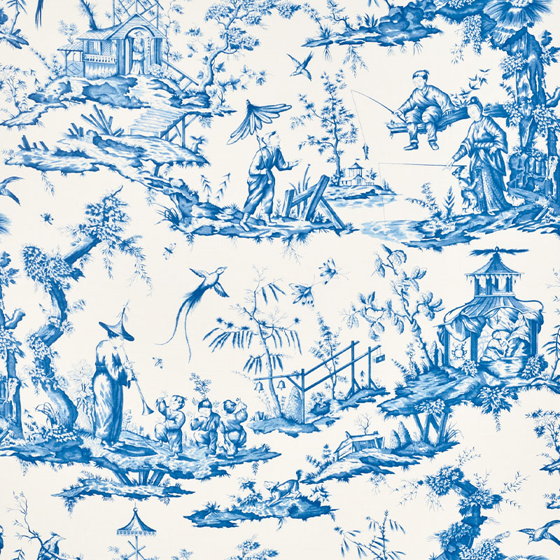 Schumacher 175804 SHENGYOU TOILE Fabric in BLUE