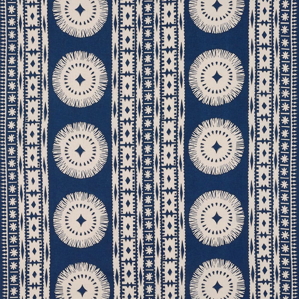 Schumacher 175841 Bora Bora Print Fabric in Marine