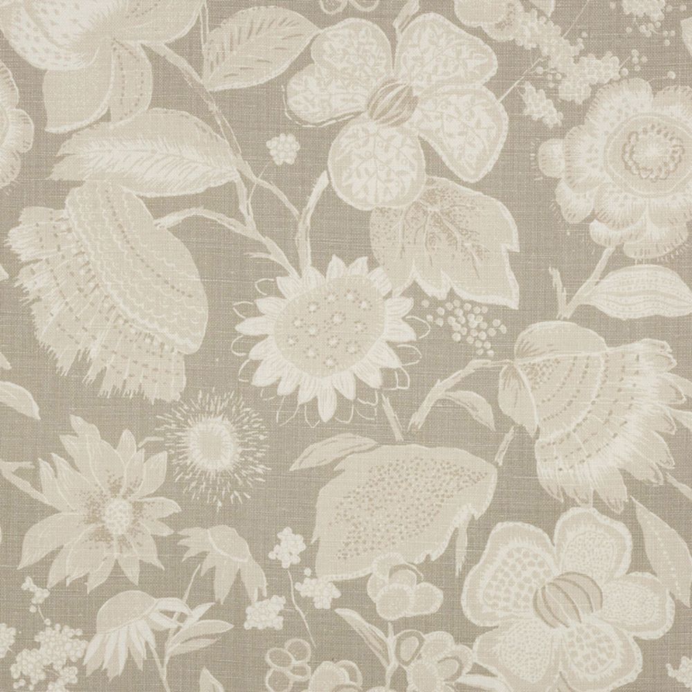Schumacher 175850 Tikki Garden Linen Fabric in Sea Oyster