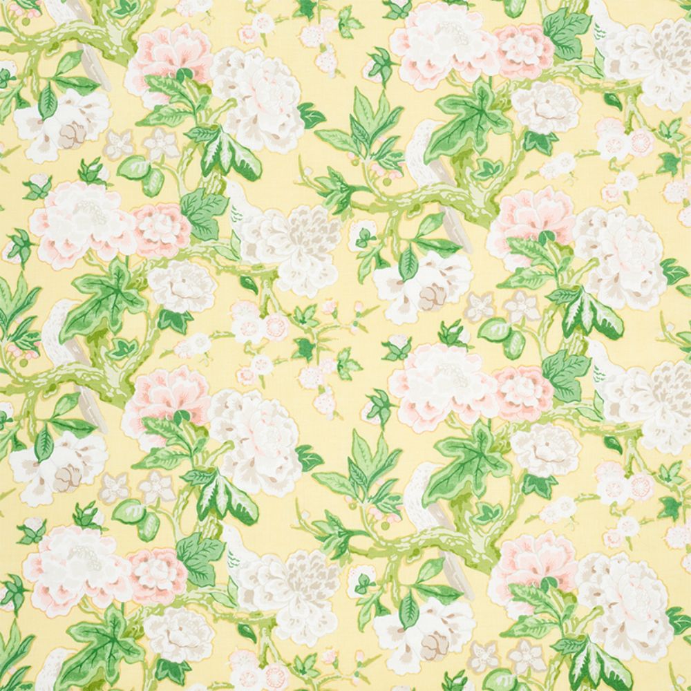 Schumacher 175878 Bermuda Blossoms Fabric in Yellow