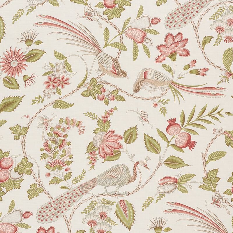 Schumacher 175954 Country-Chic Collection Campagne Fabric  in Mineral & Rose