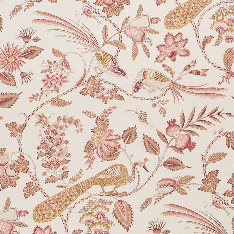 Schumacher 175955 Country-Chic Collection Campagne Fabric  in Rose & Ochre