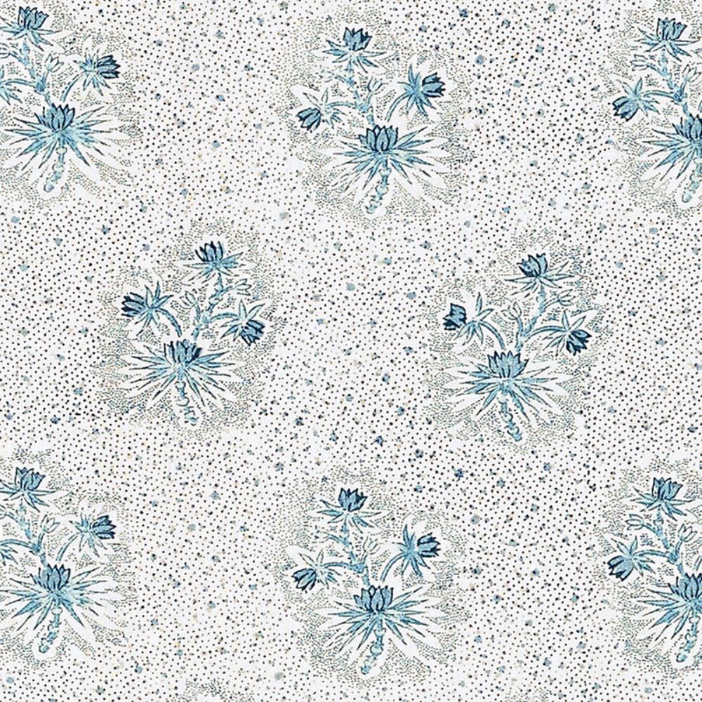 Schumacher 175971 Cassis Floral Fabric in Bleu
