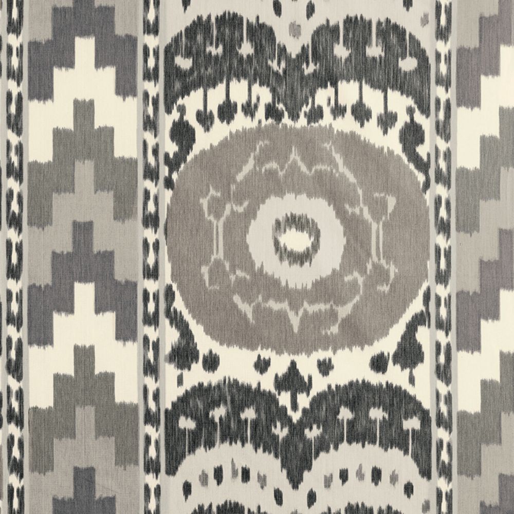 Schumacher 176060 Samarkand Ikat Ii Fabric in Charcoal