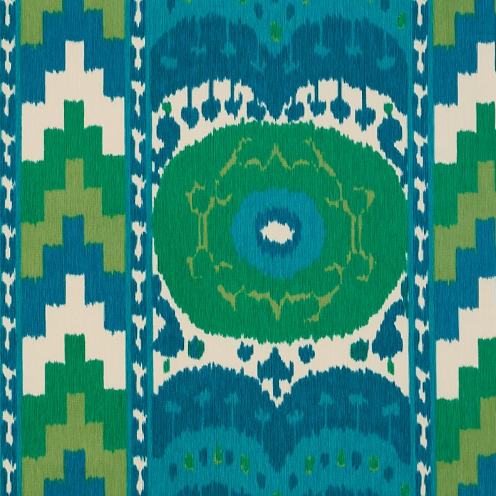 Schumacher 176064 Samarkand Ikat Ii Fabric in Emerald