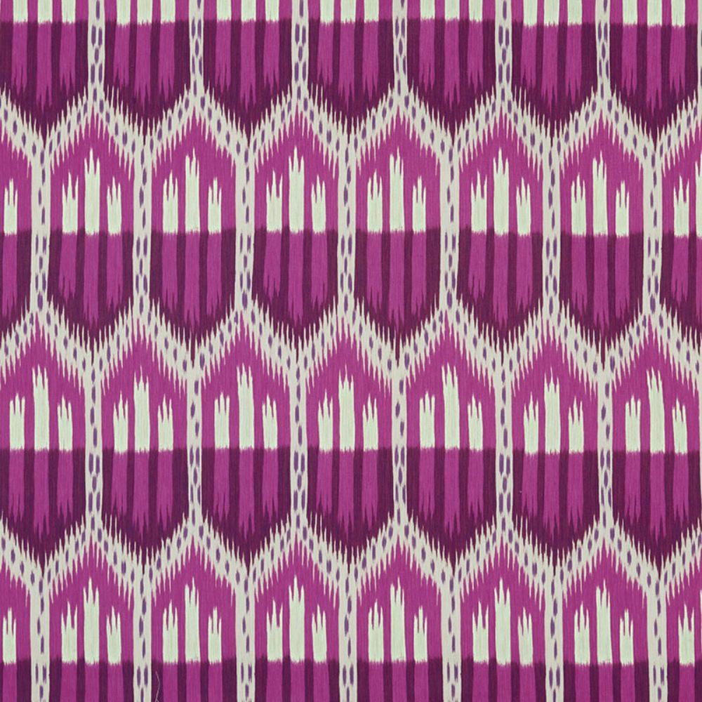 Schumacher 176082 Bukhara Ikat Fabric in Fuchsia