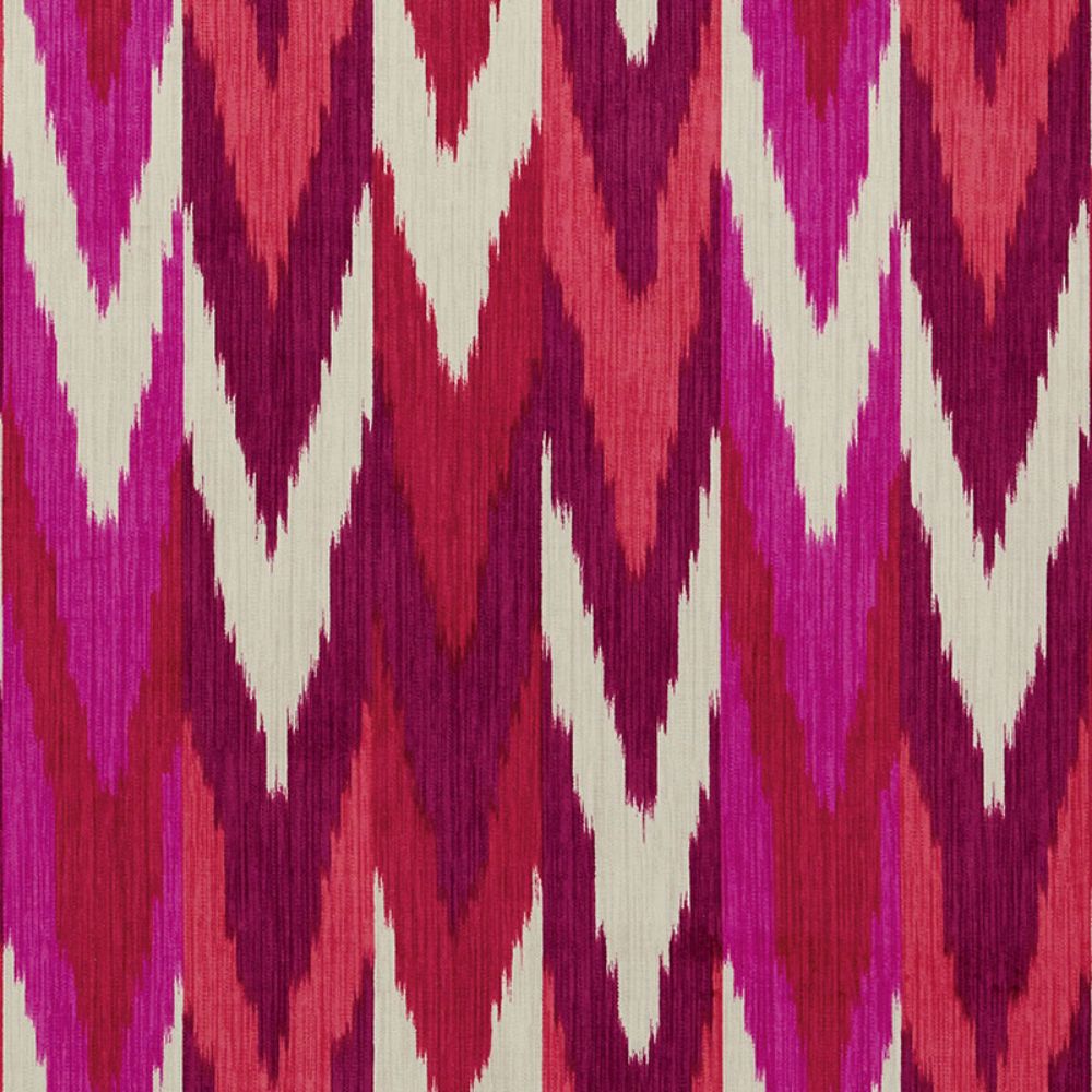 Schumacher 176102 Kashgar Velvet Ikat Fabric in Ruby & Plum