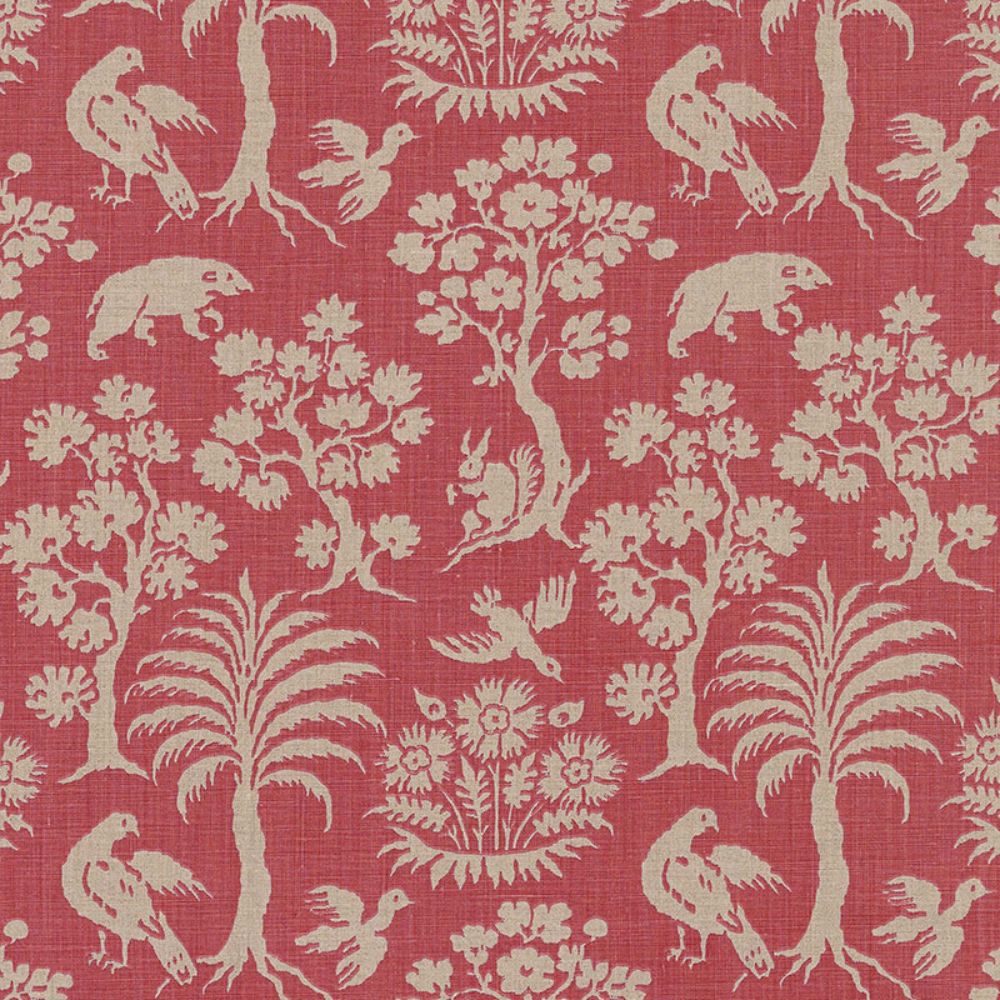 Schumacher 176171 Woodland Silhouette Fabric in Rhubarb