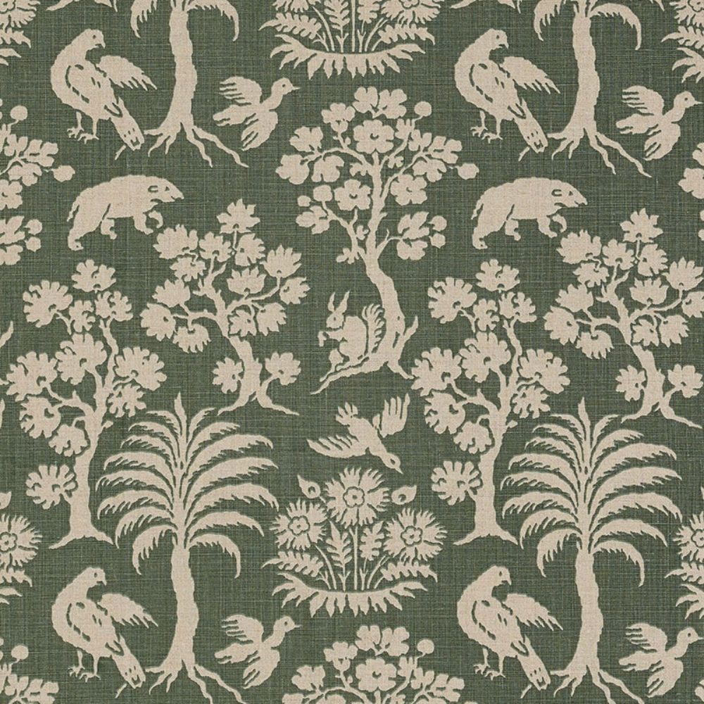 Schumacher 176173 Woodland Silhouette Fabric in Moss