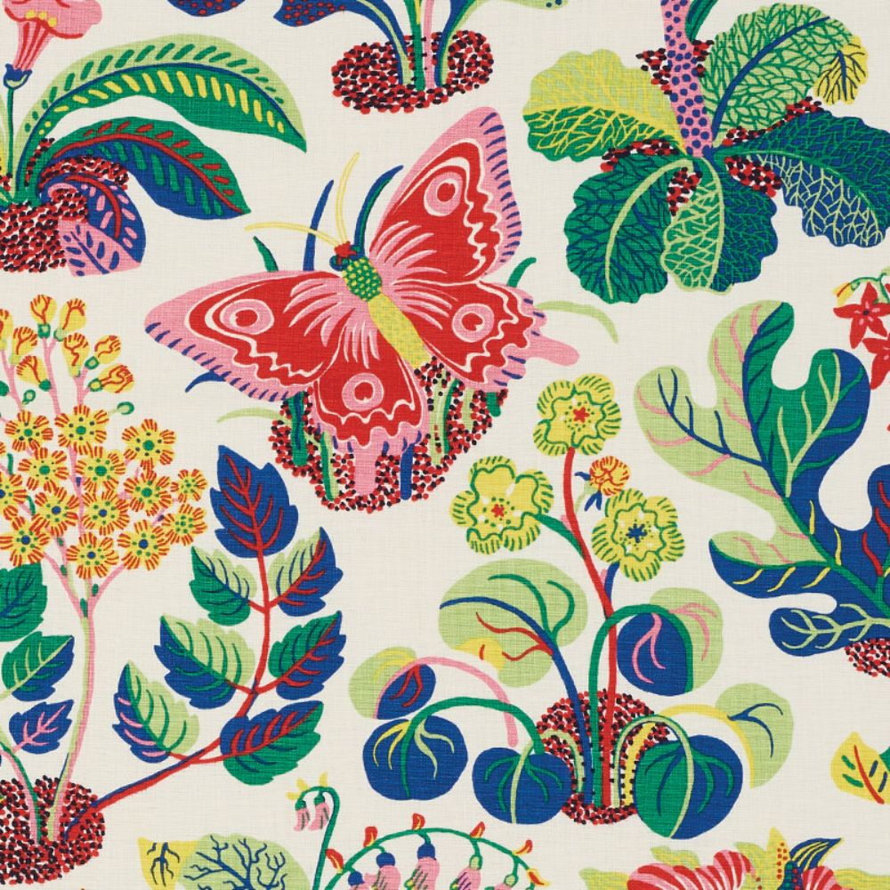 Schumacher 176184 Exotic Butterfly Fabric in Spring