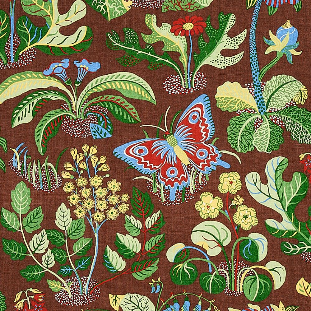 Schumacher 176186 Exotic Butterfly Fabrics in Brown