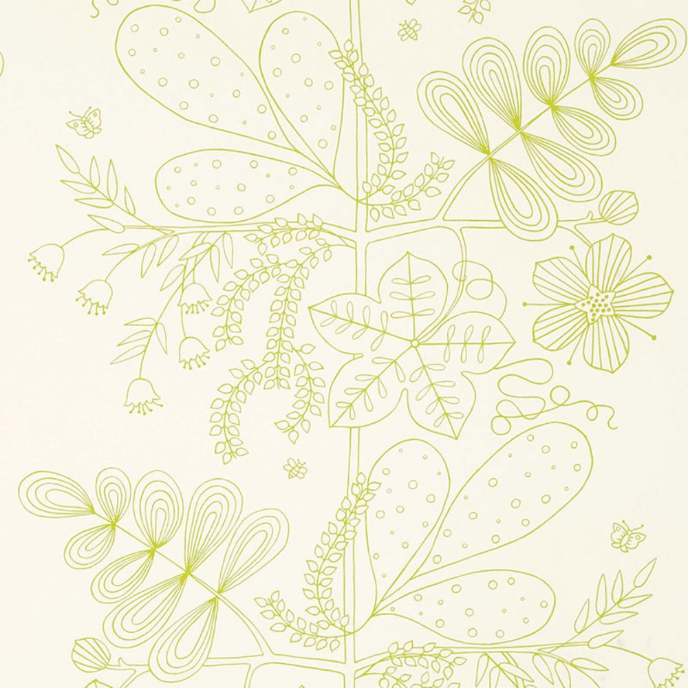 Schumacher 176200 Blommen Print Fabric in Lime